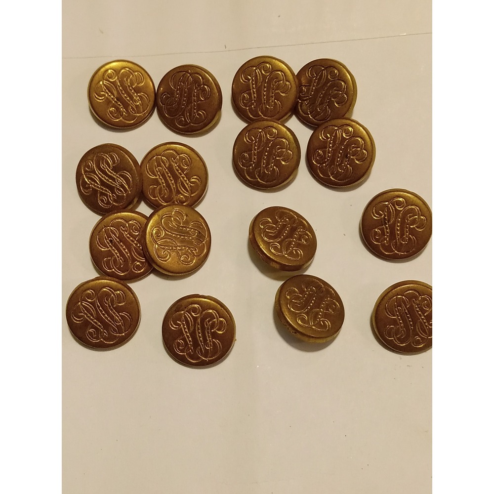 St. John Vintage Gold Tone Monogram Logo Shank Buttons Set of 16 Replacement